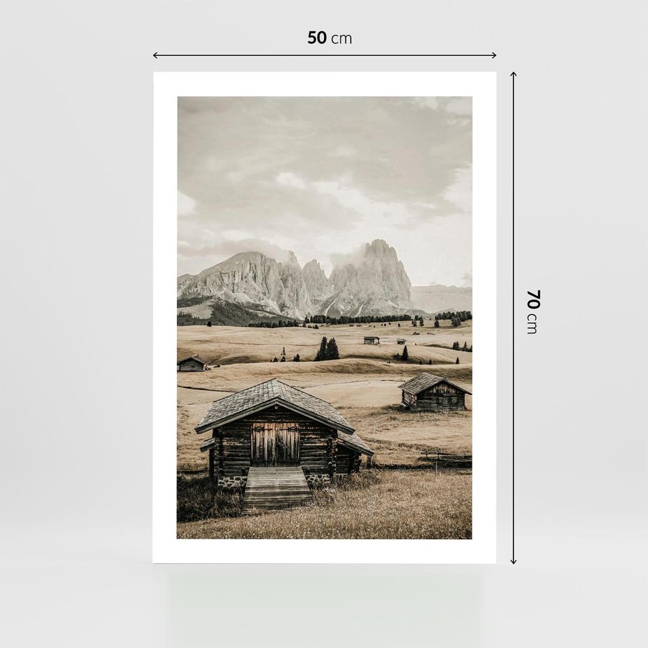 Plakat bez ramy 50x70 - Klasyczny Urok Górskich Domków - domki, w górach