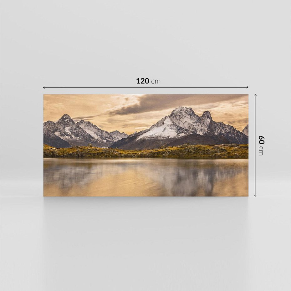 Obraz na płótnie 120x60 - Harmonia natury - góry, jezioro