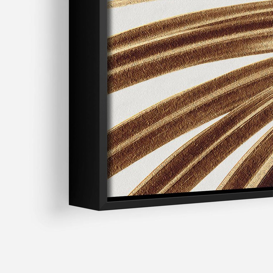 Obraz w ramie 70x50 - Egzotyczny Blask - złote, liście - rama czarna