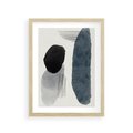 Plakat w ramie 30x40 - Abstrakcyjna Gra Szarości - abstrakcyjna grafika, akwarela - rama drewno