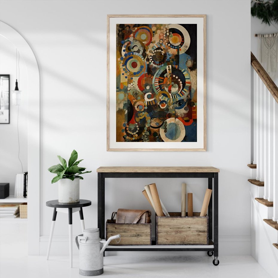 Plakat w ramie 30x40 - Podróżne Wizje Aberracji - abstrakcyjny obraz, mnogość kolorów - rama drewno