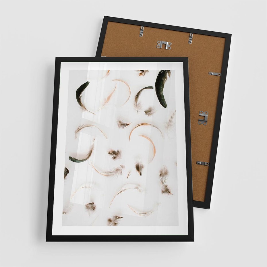 Plakat w ramie 50x70 - Kompozycja z Piór - pióra, kompozycja - rama czarna