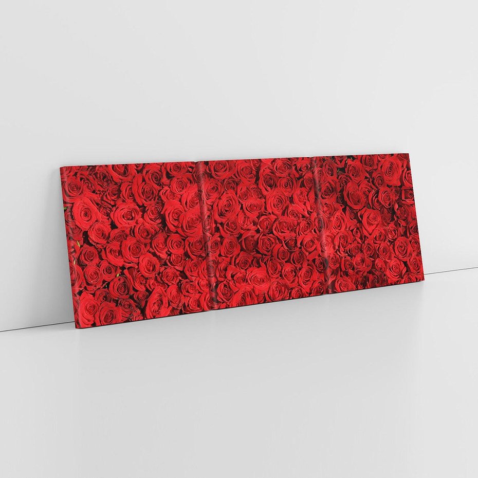 Obraz na płótnie 150x50 - Czerwona Pasja - czerwone, róże