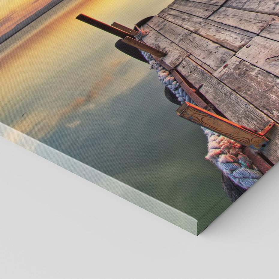 Obraz na płótnie 100x70 - Spokojny pomost nad jeziorem - pomost, jezioro