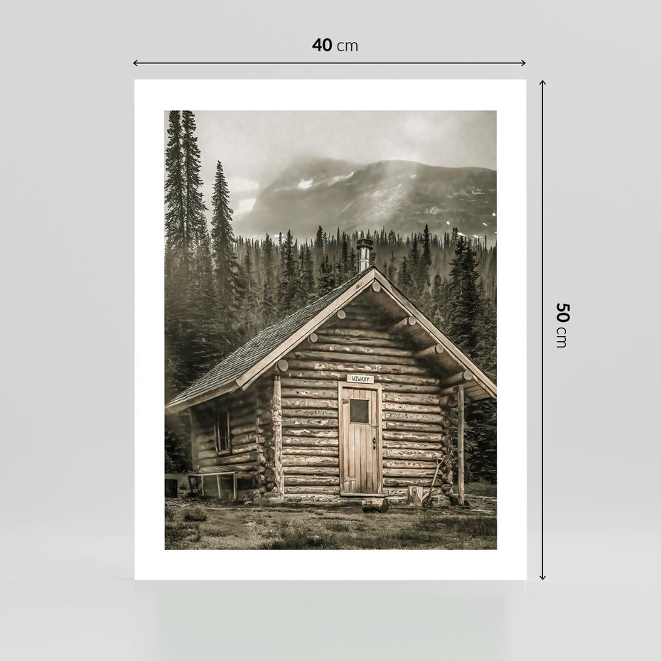 Plakat bez ramy 40x50 - Urok Drewnianej Chatki w Górach - chatka w górach, drewniany domek