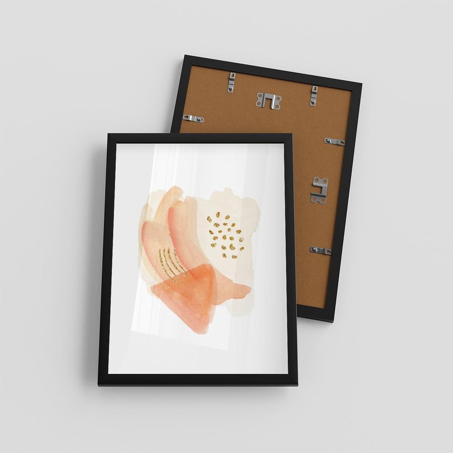 Plakat w ramie 30x40 - Rozkwitające Odbicia Form - abstrakcyjne akwarelowe plamy, minimalizm - rama czarna