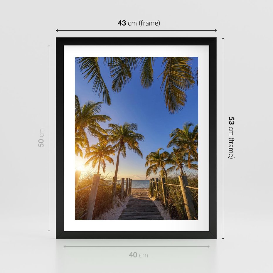 Plakat w ramie 40x50 - Rajskie palmy w tropikalnym raju - palmy, tropiki - rama czarna