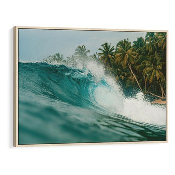 Obraz w ramie 100x70 - Rajskie Wybrzeże - fotografia, duża fala - rama drewno