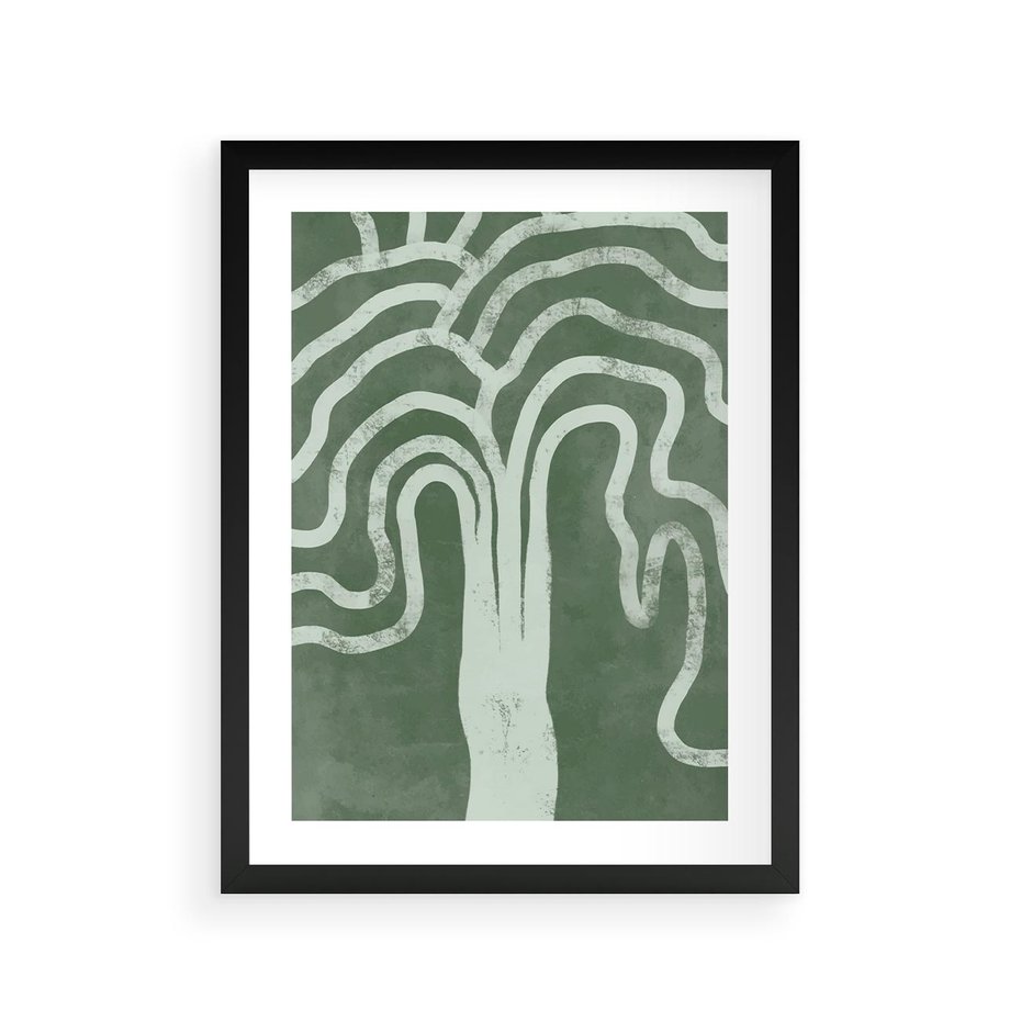 Plakat w ramie 30x40 - Inspirujące Zawiłości Zieleni - abstrakcyjny kształt, zielony plakat - rama czarna