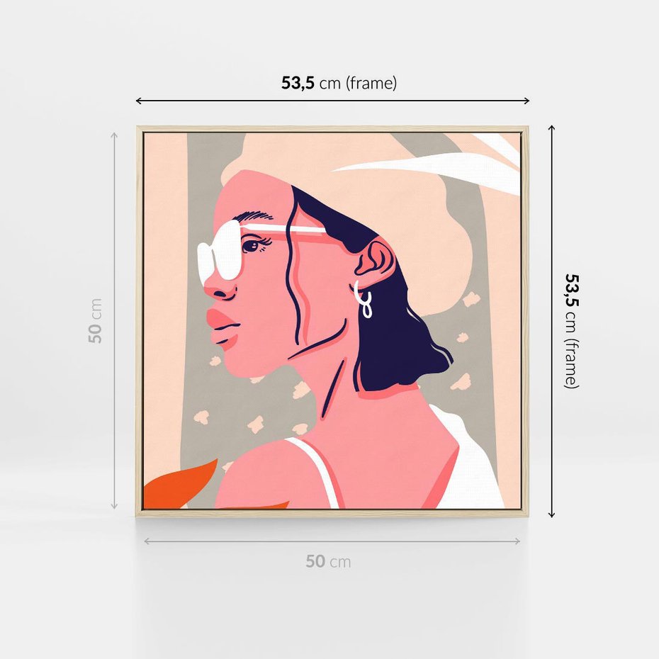 Obraz w ramie 50x50 - Kobieca Esencja - nowoczesny plakat, styl retro - rama drewno