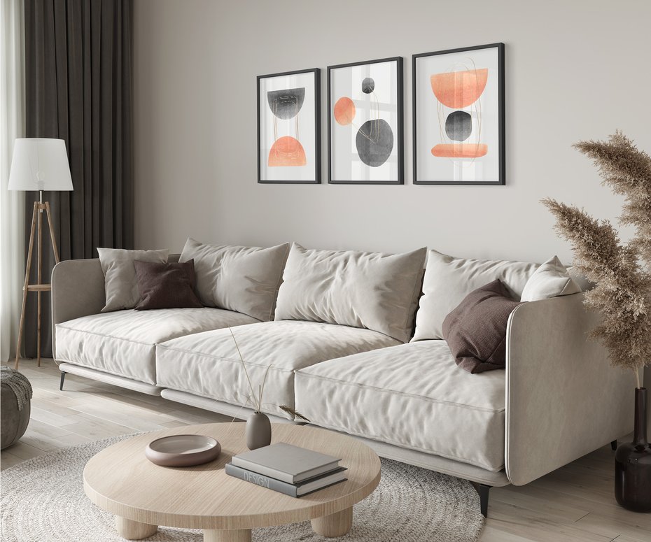 Zestaw obrazy w ramie 40x50 galeria - Akwarela, geometryczne, plamy - rama czarna