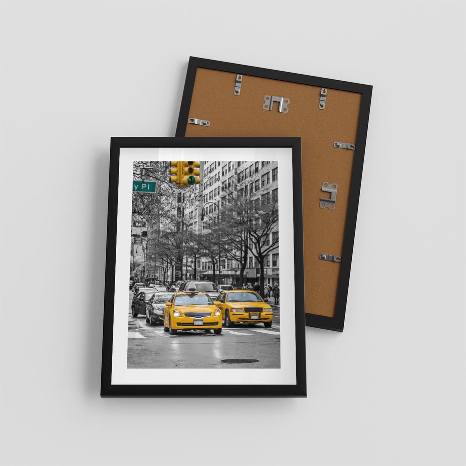 Plakat w ramie 30x40 - Taksówki w Nowym Jorku - taksówki, Nowy Jork - rama czarna