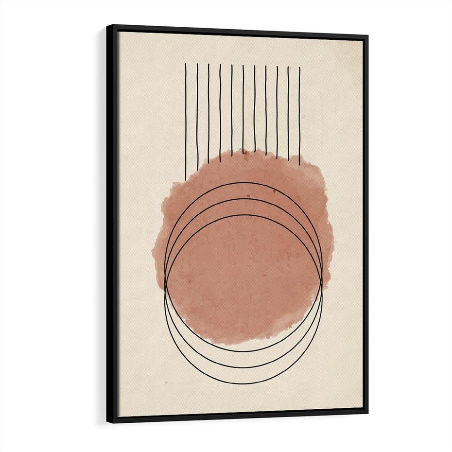 Obraz w ramie 70x100 - Migotliwe Kontury - akwarelowa plama, geometryczne szkicowane kształty - rama czarna