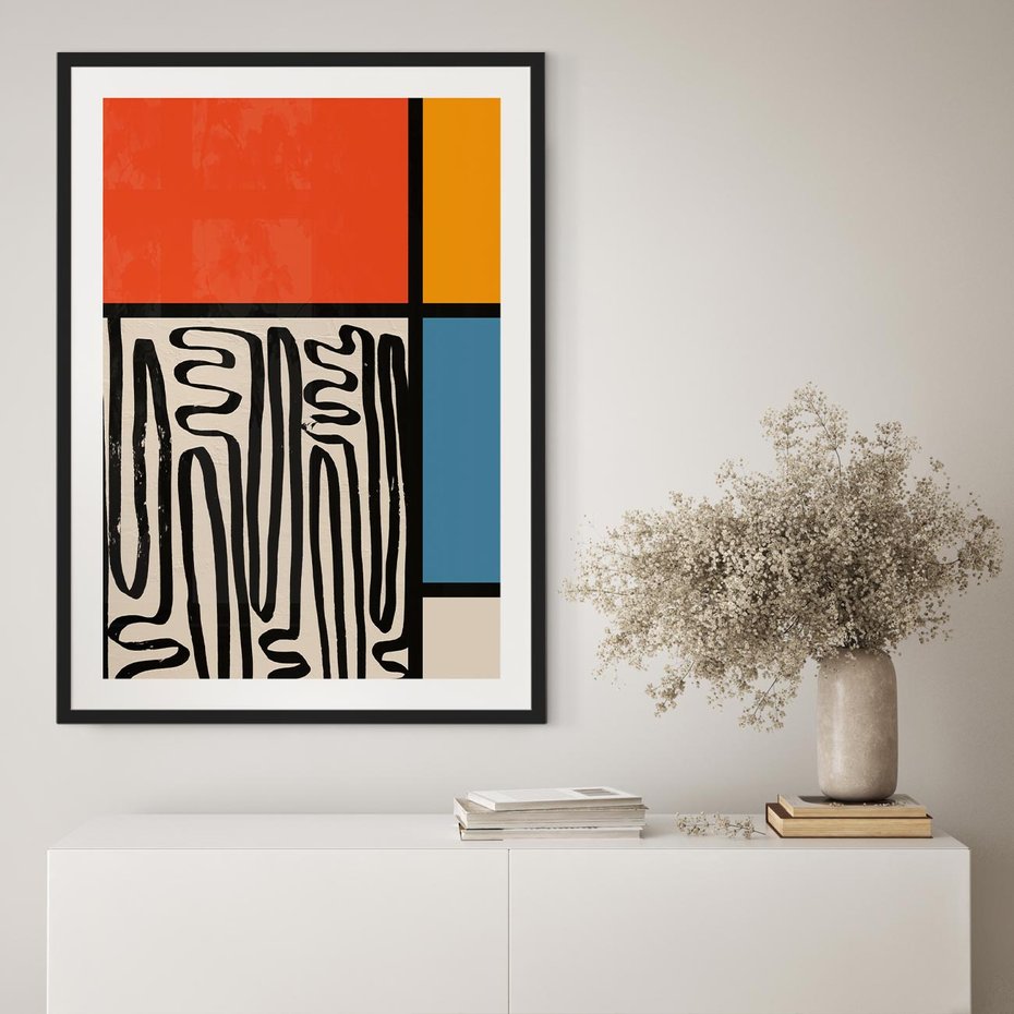 Plakat bez ramy 21x30 - Podróżne Wibracje Serca - abstrakcyjny obraz, proste linie