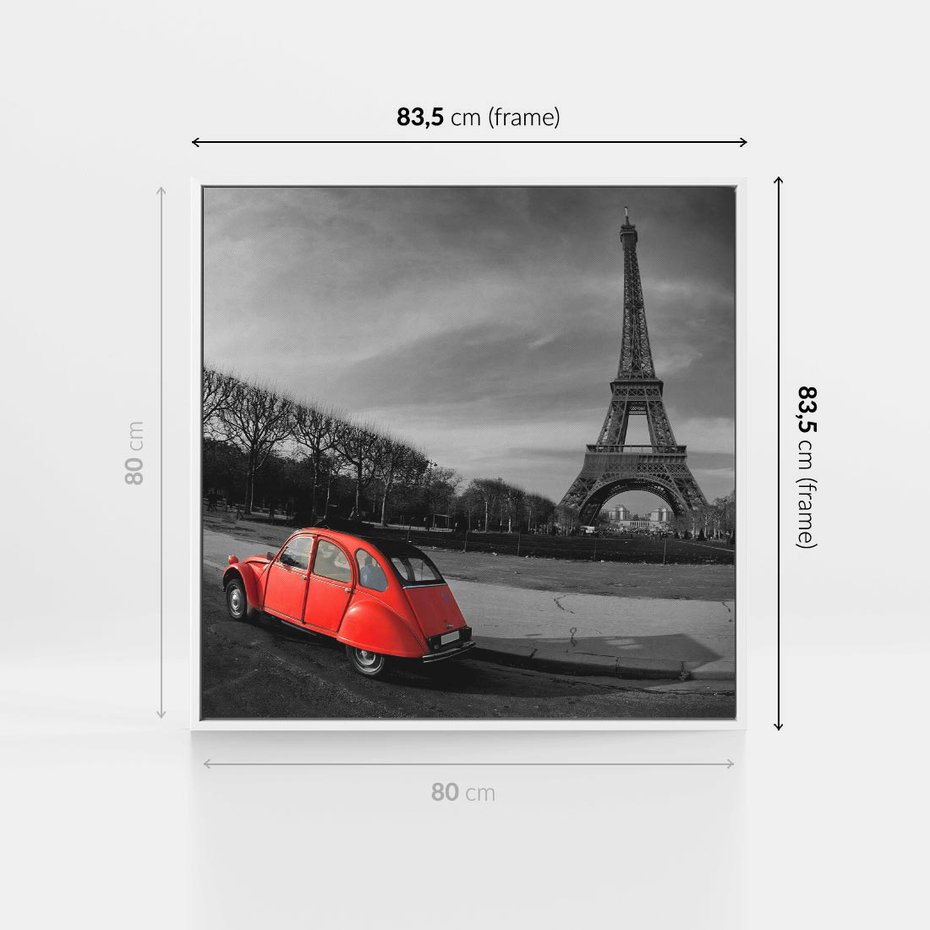 Obraz w ramie 80x80 - Paryż Wieża Eiffla - Paryż, Wieża - rama biała