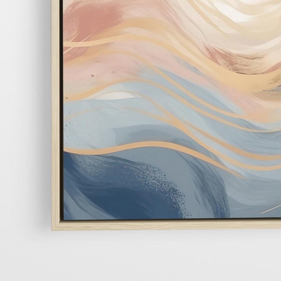 Obraz w ramie 50x50 - Ukojenie Współczesności - abstrakcyjne fale, gładkie linie - rama drewno