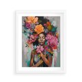 Plakat w ramie 40x50 - Z Głową w Kwiatach - obraz olejny, sztuka nowoczesna - rama biała