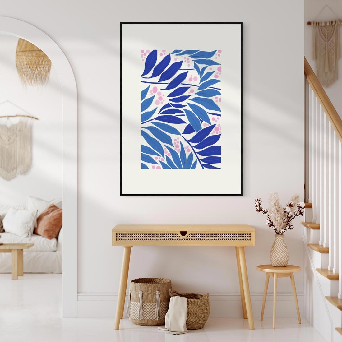 Obraz w ramie 70x100 - Kolorowy Wir - liściasta kompozycja, nowoczesny plakat - rama czarna