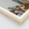 Plakat w ramie 50x70 - Naturalna Harmonia - kaktusy, liście - rama drewno