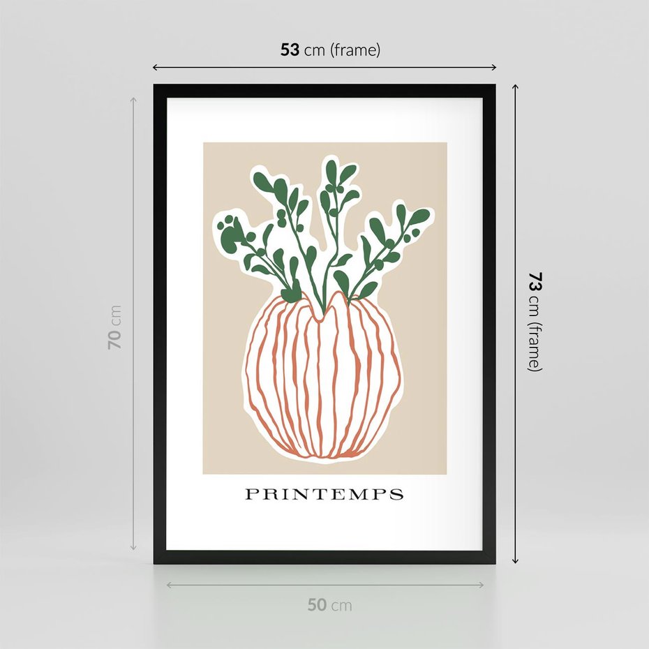 Plakat w ramie 50x70 - Boho Refleksje Natury - gałązki w wazonie, typografia - rama czarna