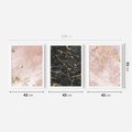 Zestaw obrazy w ramie 40x50 galeria - Marmur, złoto, róż, czerń - rama biała