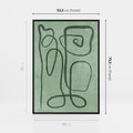 Obraz w ramie 50x70 - Zielone Wariacje w Liniach - abstrakcyjne zielone linie, skandynawski design - rama czarna