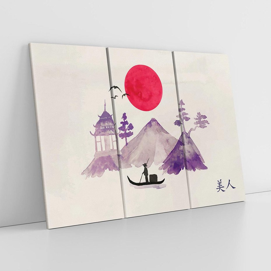 Obraz na płótnie 120x80 - Odbicie Słońca - japońska sztuka, akwarela