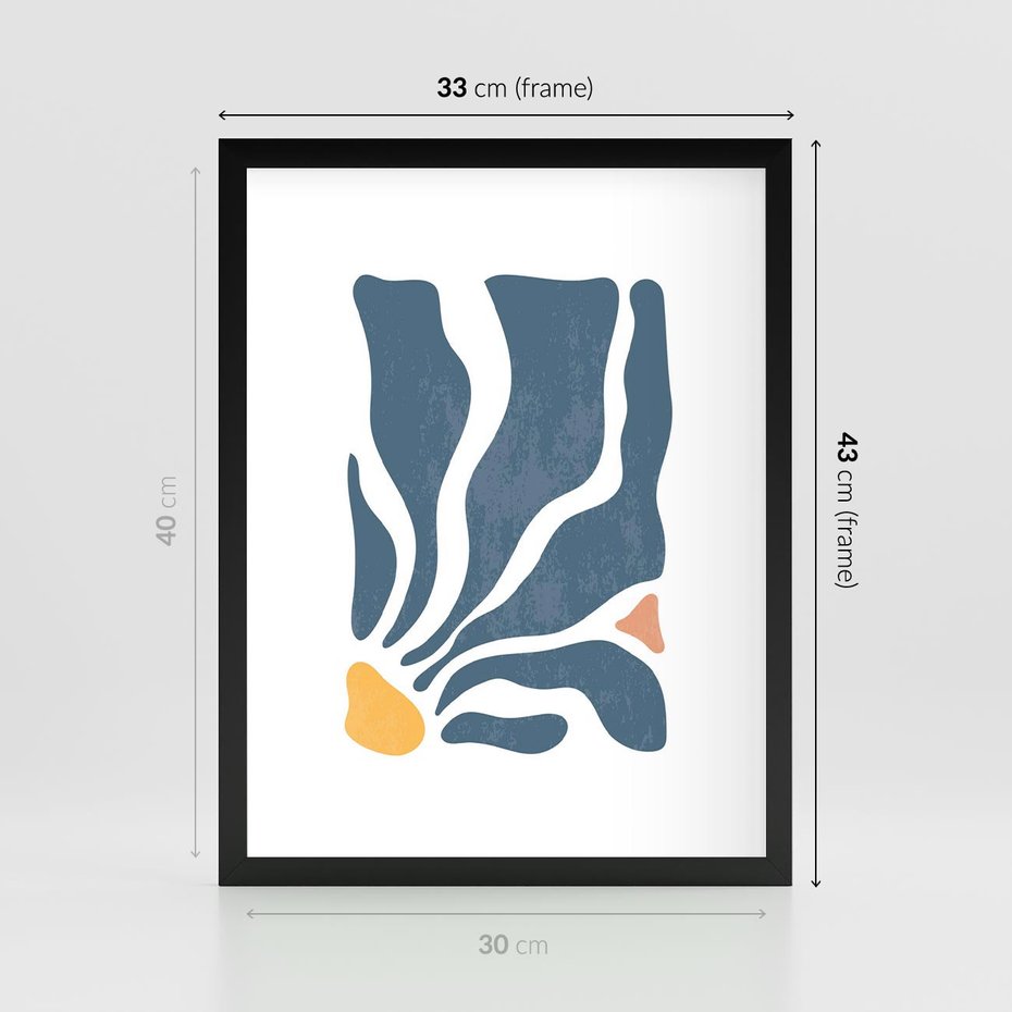 Plakat w ramie 30x40 - Szkice Kwiatowych Promieni - nowoczesna kwiatowa grafika, styl retro - rama czarna