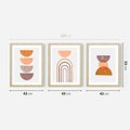 Zestaw obrazy w ramie 40x50 galeria - Abstrakcyjne, kształty, boho - rama drewno