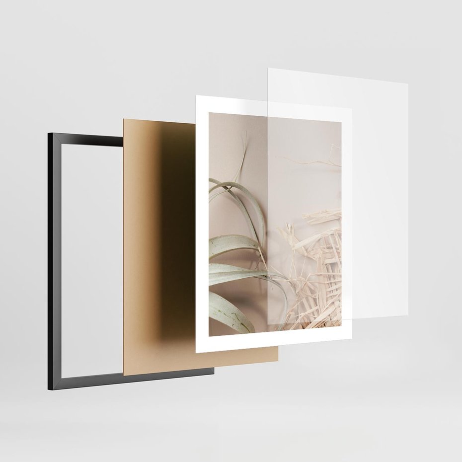 Plakat w ramie 40x50 - Boho urok suchych liści - suche, liście - rama czarna