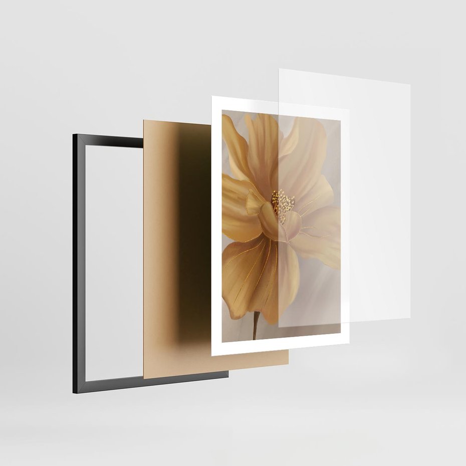 Plakat w ramie 50x70 - Kwiaty malowane olejem - eksplozja kolorów - kwiaty, malowane - rama czarna