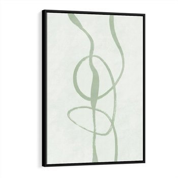 Obraz w ramie 50x70 - Zieleń Wewnętrznej Harmonii - zielona abstrakcja, zgaszona zieleń - rama czarna