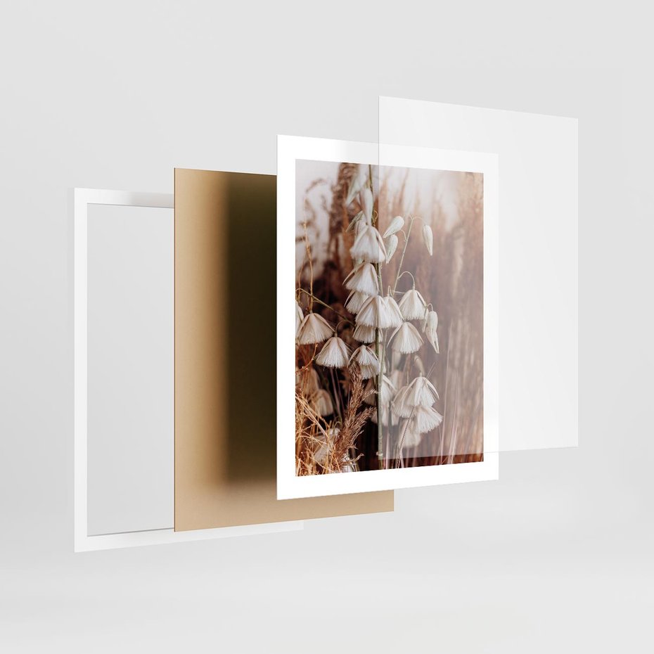 Plakat w ramie 40x50 - Boho Styl z Suchymi Trawami - suche trawy, bogo styl - rama biała