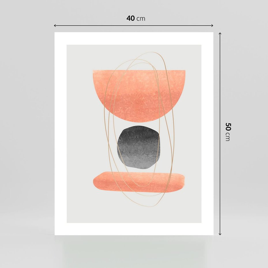 Plakat bez ramy 40x50 - Abstrakcyjne Plamy z Złotymi Liniami - abstrakcja, boho plamy