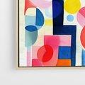 Obraz w ramie 50x50 - Księga Akwarelowych Przeniknięć - abstrakcyjny obraz, różne kolorowe kształty - rama drewno