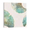 Obraz na płótnie 40x40 - Złota Melodia Liści - złote, turkusowe liście miłorzębu