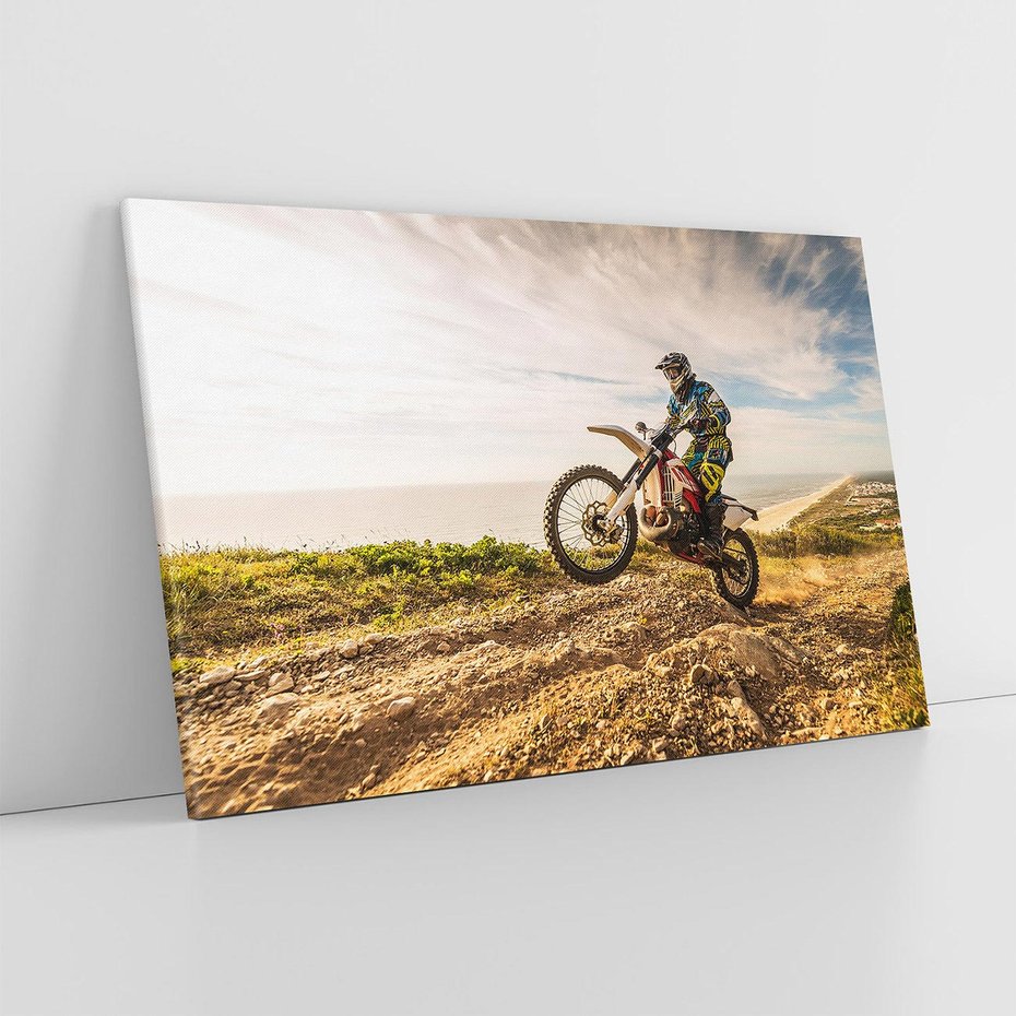 Obraz na płótnie 120x80 - Ekscytująca Akcja - motocykl, cross
