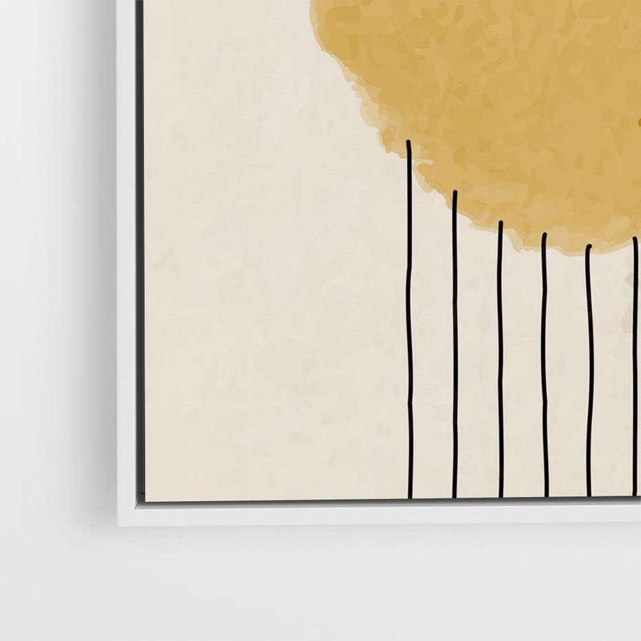 Obraz w ramie 50x50 - Podróżne Kreski - akwarelowa plama, geometryczne szkicowane kształty - rama biała