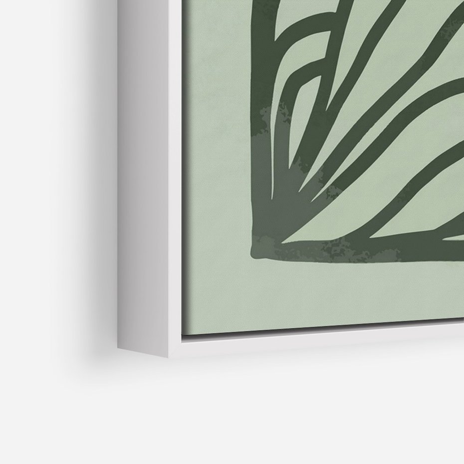 Obraz w ramie 80x120 - Zielonkawy Uścisk Natury - abstrakcyjny zielony motyw, skandynawski design - rama biała