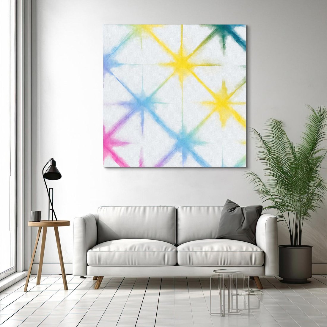 Obraz na płótnie 80x80 - Wibracje podświadomego hałasu - tęczowe kolorowe plamy, wybuchy