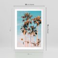 Plakat w ramie 50x70 - Egzotyczna Koszykówka - palmy na tle nieba, koszykówka - rama biała