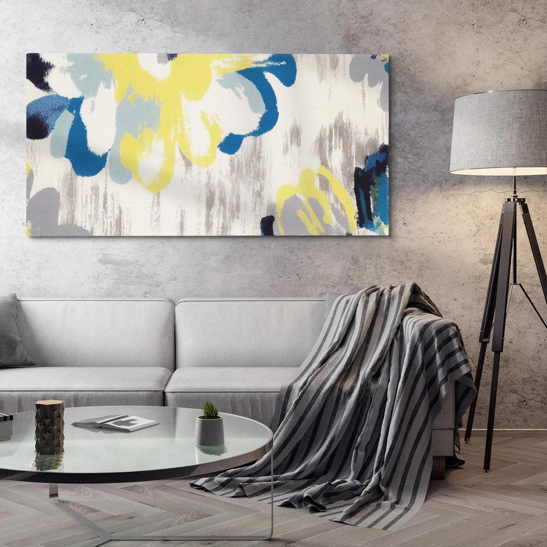 Obraz na płótnie 120x60 - Kwiatowe Impresje - malowane duże kwiaty, kolory żółty
