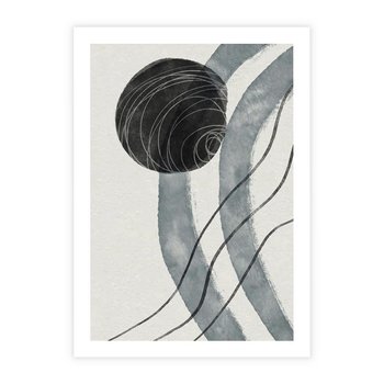 Plakat bez ramy 50x70 - Abstrakcyjne Kształty w Szarościach - abstrakcja, akwarelowe plamy