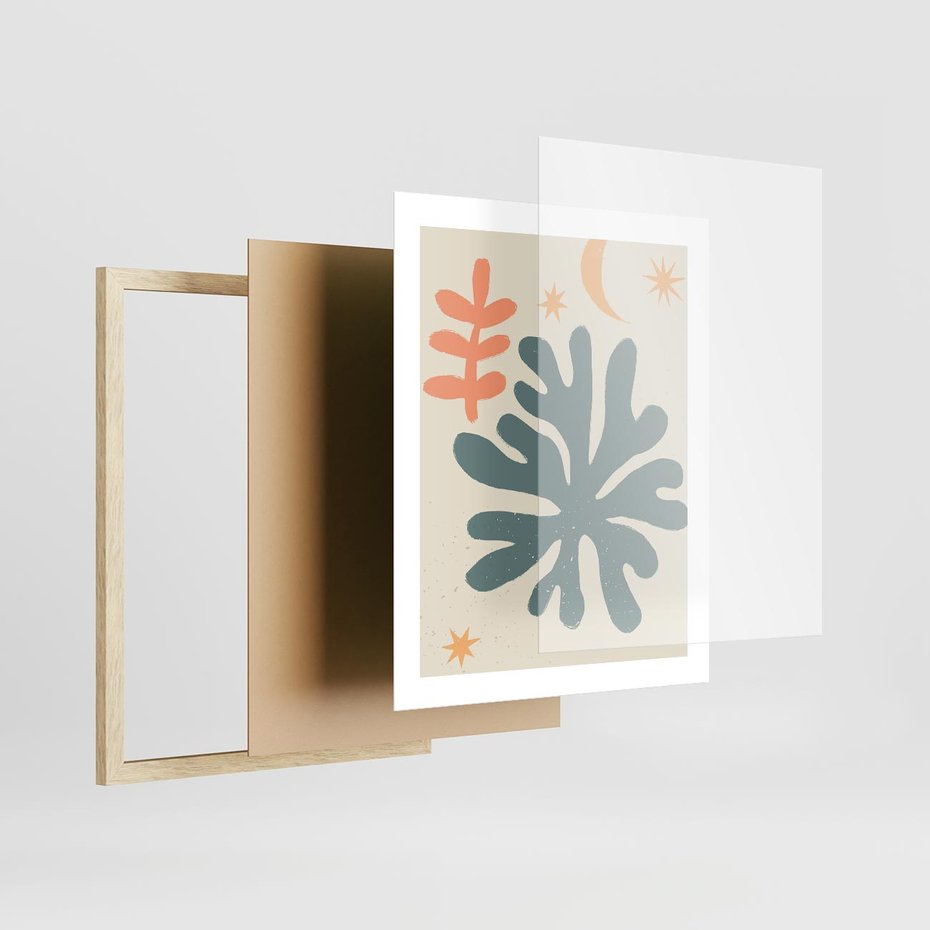 Plakat w ramie 40x50 - Rozbłysk Emanacji - boho formy, kształty - rama drewno