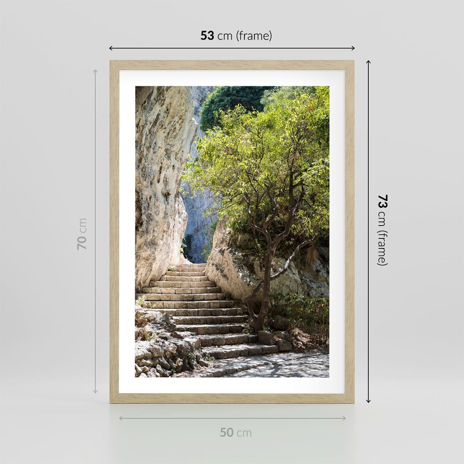 Plakat w ramie 50x70 - Krok po kroku do celu - schody, perspektywa - rama drewno