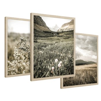 Zestaw obrazy w ramie 40x50 galeria - Boho, łąka, w, górach - rama drewno