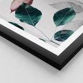 Plakat w ramie 50x70 - Pastelowe Liście w Minimalizmie - pastelowe liście, minimalistyczny obraz - rama czarna
