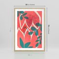 Plakat w ramie 50x70 - Migotliwe Kształty Plam - nowoczesny plakat, abstrakcyjne kwiaty - rama drewno