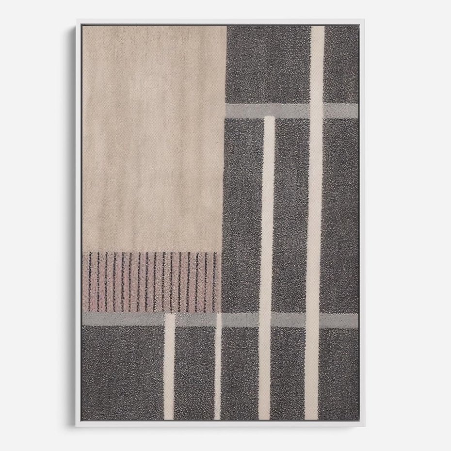 Obraz w ramie 50x70 - Harmonia skradzionych odcieni - symetryczne, geometryczne pasy - rama biała