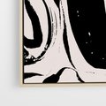 Obraz w ramie 50x50 - Wibracje w ciemnościach duszy - czarno biała abstrakcja, nieregularne rozmyte linie - rama drewno